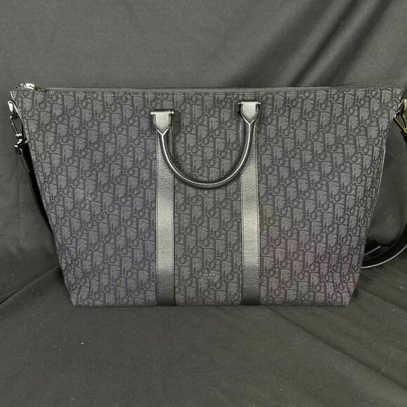 Pre-Owned Dior Oblique Canvas Large Travel Tote in Black - Picture 1 of 12